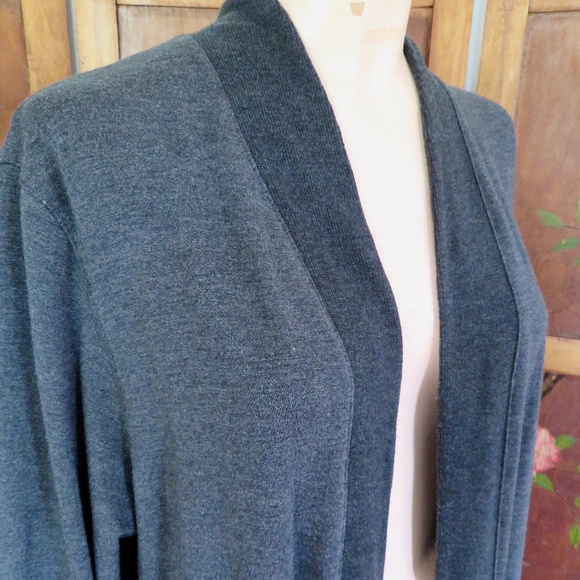 LL Bean Women's SoftFlex Long Open Cardigan Knit Tunic Jacket 1X Dark Gray - Picture 7 of 10